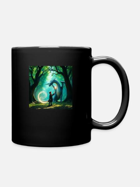 Harry mit seinem Drachenfreund - Tasse einfarbig - Schwarz