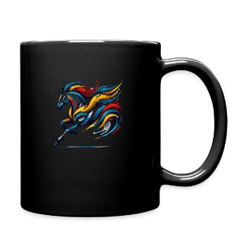Majestätisches Pferd in rumänischen Farben - Tasse einfarbig - Schwarz - Rechts