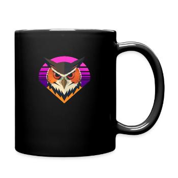 80s owl in retro style - Full Colour Mug - black - Right