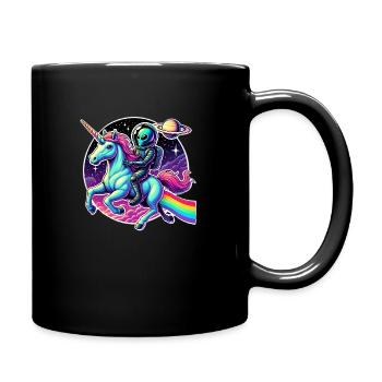 Alien meets unicorn - Full Colour Mug - black - Right