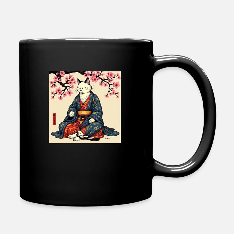 Cat Samurai - Tasse einfarbig - Schwarz