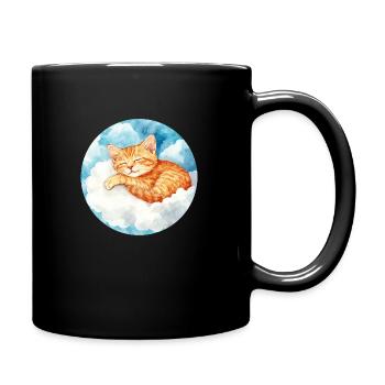Ginger Cat Sleeping On A Cloud - Full Colour Mug - black - Right