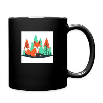 Fuchs im Wald - Tasse einfarbig - Schwarz - Rechts