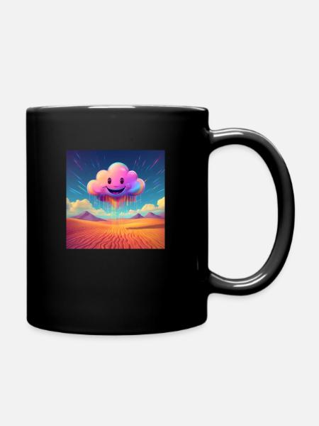 Nuage arc-en-ciel heureux - Mug uni - noir