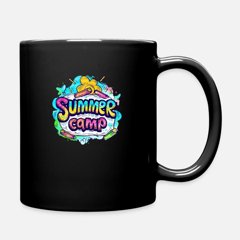 Colorful summer camp text with arrow - Full Colour Mug - black