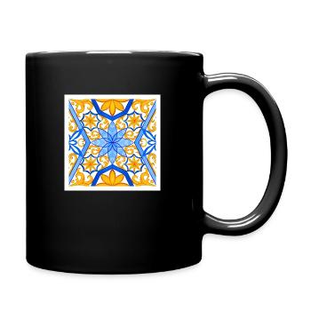 Mediterranean Blue and Gold Tile Design - Full Colour Mug - black - Right