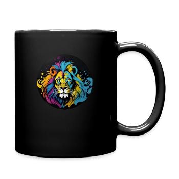 Lion in pop art style - Full Colour Mug - black - Right