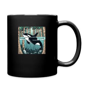 Orca in the forest – Apocalypse of nature - Full Colour Mug - black - Right