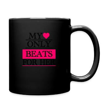Mon amour ne bat que pour elle - Mug uni - noir - Droite