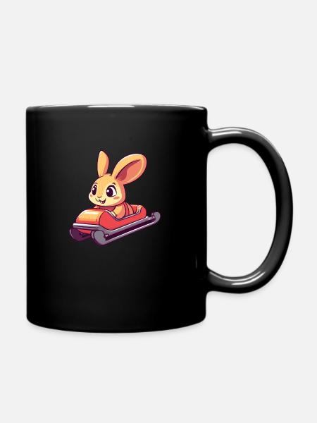 Rabbit Winter Sports - Full Colour Mug - black