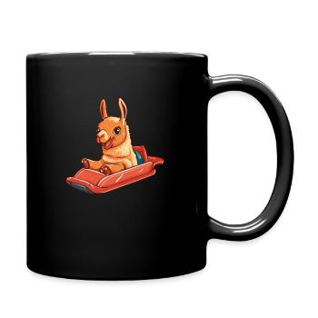 lama schlitten winter - Tasse einfarbig - Schwarz - Rechts