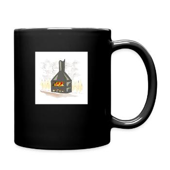 Lighted wood-burning fireplace - Full Colour Mug - black - Right