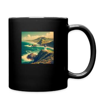retro image of Cape Rainga - Tasse einfarbig - Schwarz - Rechts