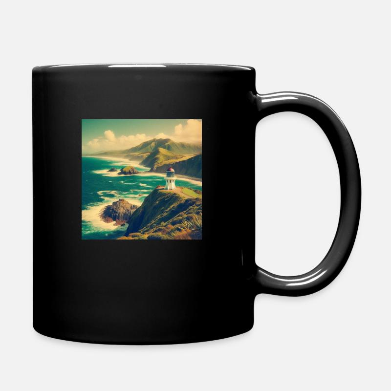 retro image of Cape Rainga - Tasse einfarbig - Schwarz