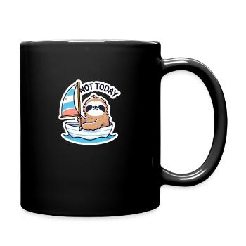 Sailing boat with sloth - Full Colour Mug - black - Right
