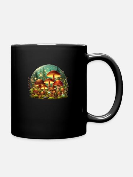 Magical Forest Mushroom - Full Colour Mug - black
