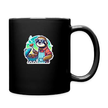 Geschenk für männer die grillen - Tasse einfarbig - Schwarz - Rechts