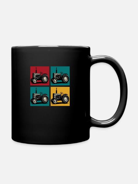 Retro-Oldtimer-Traktor - Tasse einfarbig - Schwarz