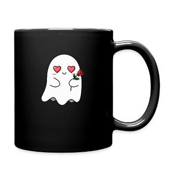 Fantôme avec Rose - Mug uni - noir - Droite
