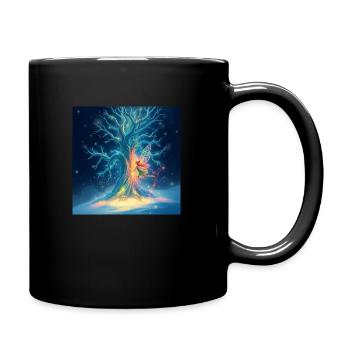 Dynamic illustration glowing bioluminescent colors - Full Colour Mug - black - Right