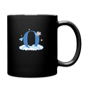Letter o Blue Clouds Airplane Child - Full Colour Mug - black - Right