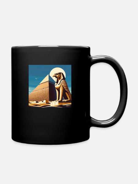 HORUS mit Pyramide - Tasse einfarbig - Schwarz