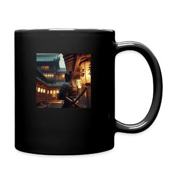 Samurai mit Schwert - Tasse einfarbig - Schwarz - Rechts