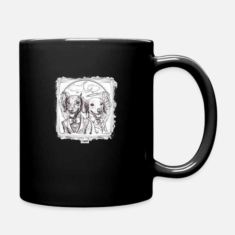 Devil vs. Angel Dachshund - Full Colour Mug - black
