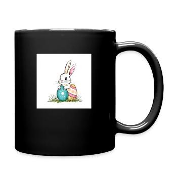 Ei und Hase – Farbenfroh - Tasse einfarbig - Schwarz - Rechts