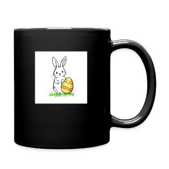 Der goldene Osterhase mit dem goldenen Osterei - Tasse einfarbig - Schwarz - Rechts
