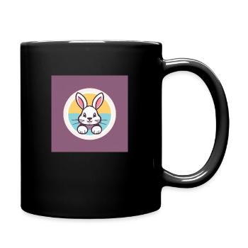 Der süße Osterhase ist überglücklich! - Tasse einfarbig - Schwarz - Rechts
