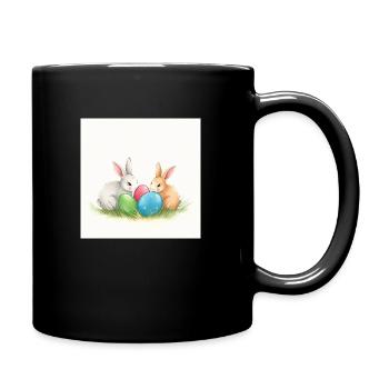 Osterhase im Glücksrausch - Tasse einfarbig - Schwarz - Rechts