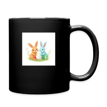 Osterhase im Glücksrausch - Tasse einfarbig - Schwarz - Rechts