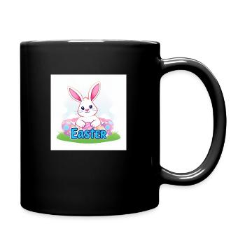 Der bunte Hase von Ostern - Tasse einfarbig - Schwarz - Rechts