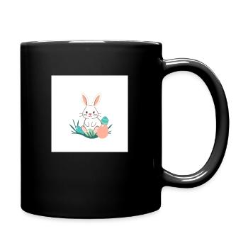 Fröhlicher Hase & Ei-Überraschung - Tasse einfarbig - Schwarz - Rechts