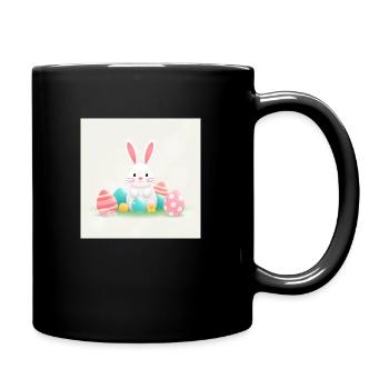 Hase mit Osterei - Tasse einfarbig - Schwarz - Rechts