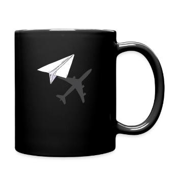 Papierflugzeug - Fun Airline Pilot Luftfahrt - Tasse einfarbig - Schwarz - Rechts