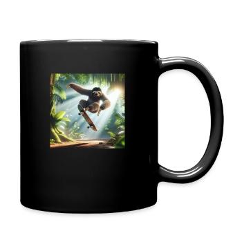 Faultier Wanderer Skateboarder - Tasse einfarbig - Schwarz - Rechts