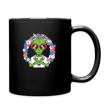 Alien Peace - Friedlicher Kontakt - Tasse einfarbig - Schwarz - Rechts