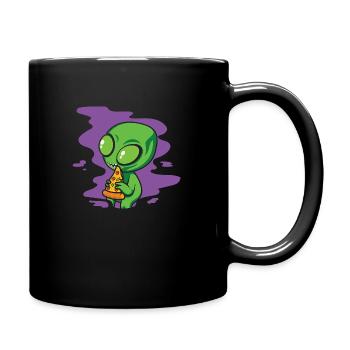 Alien and Pizza - An Intergalactic Delight - Full Colour Mug - black - Right