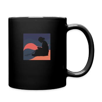 Knitting Yarn Stitches - Full Colour Mug - black - Right