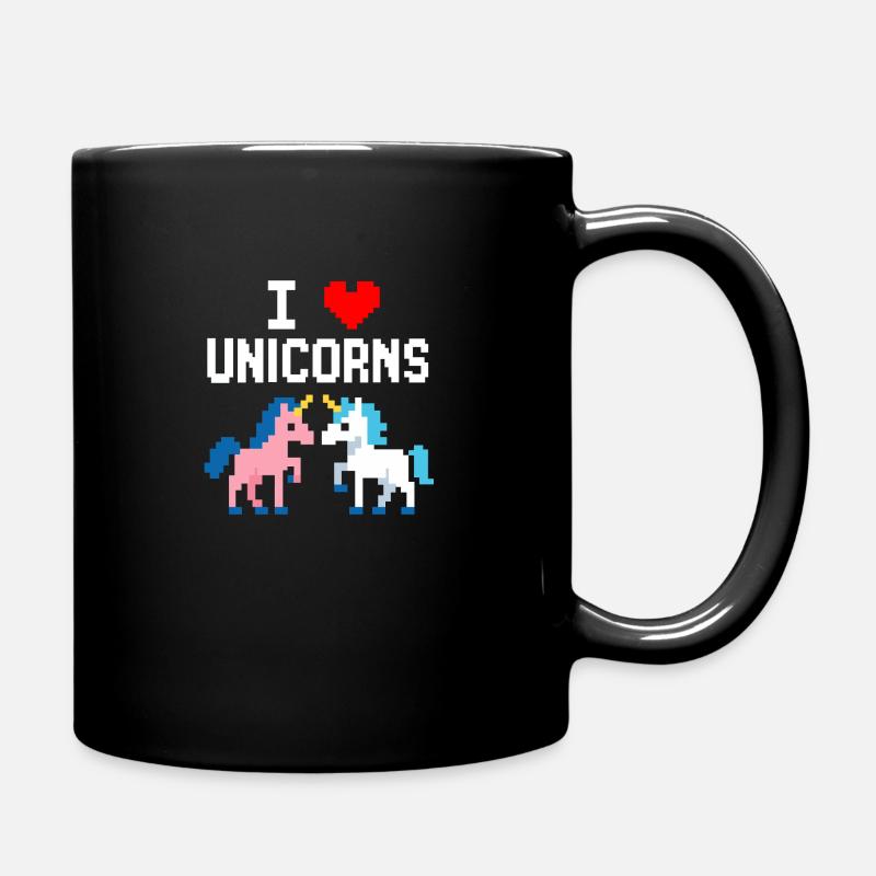 PixelArt I ❤️ Dragons - Full Colour Mug - black