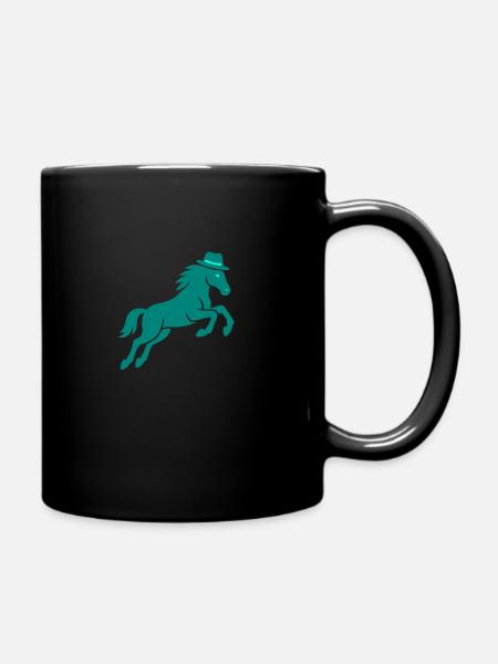 Prancing Horse with Hat Equestrian Figure - Full Colour Mug - black