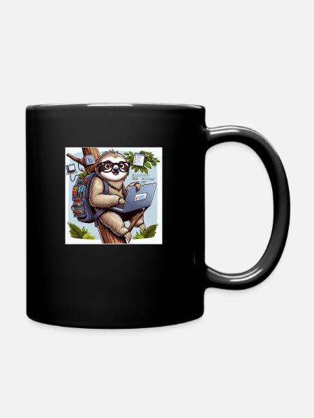 Faultier Wanderer Digitale Nomaden - Tasse einfarbig - Schwarz