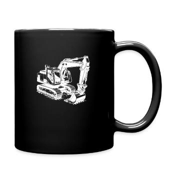 Technology meets power, muscleman, excavator - Full Colour Mug - black - Right