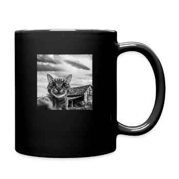 Selfie de chat avec un OVNI extraterrestre Funny Space - Mug uni - noir - Droite