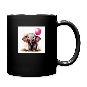 Elefant mit Luftballon - Tasse einfarbig - Schwarz - Rechts