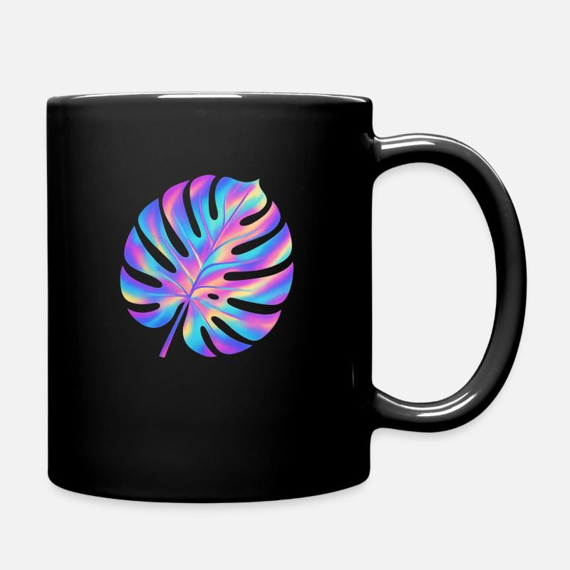 Monstera Leaf Holographic Art - Full Colour Mug - black