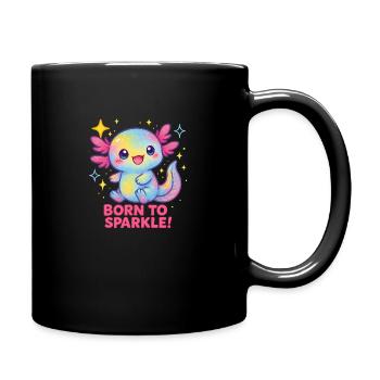 Born to Sparkle – Süßes Buntes Axolotl Design - Tasse einfarbig - Schwarz - Rechts