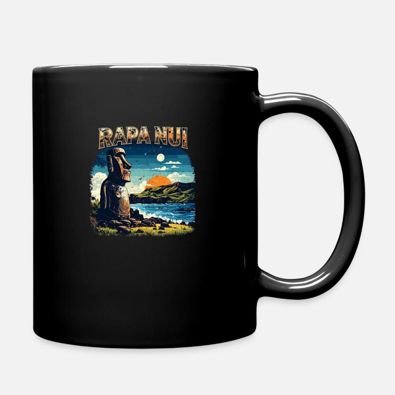 Rapa Nui T-Shirt – Moai Statue & Sonnenuntergang – - Tasse einfarbig - Schwarz